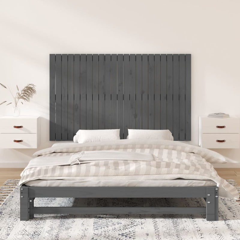 vidaXL szürke tömör fenyőfa fali fejtámla 147 x 3 x 90 cm
