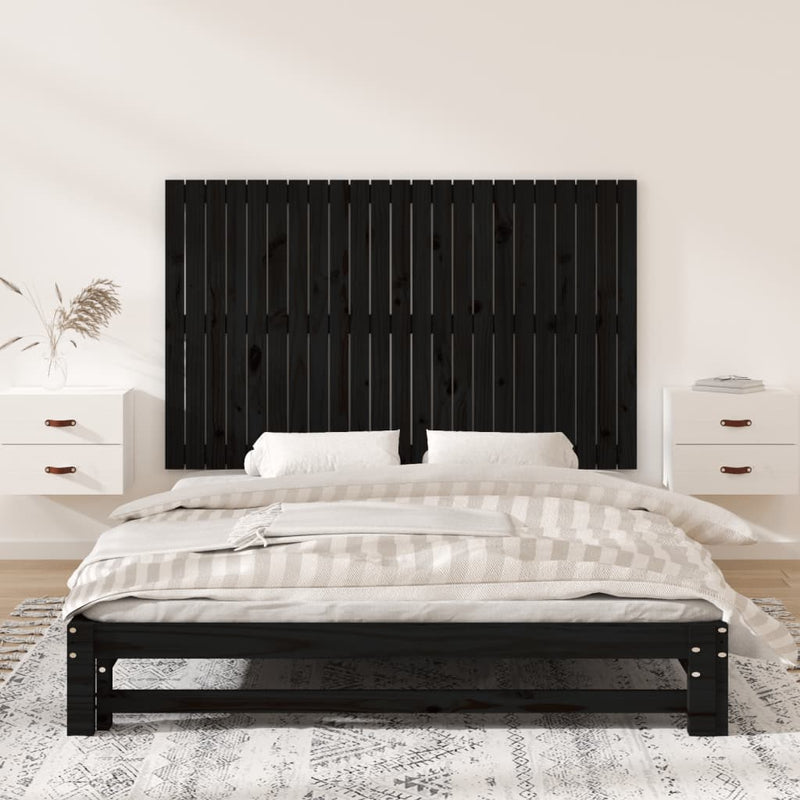 vidaXL fekete tömör fenyőfa fali fejtámla 147 x 3 x 90 cm