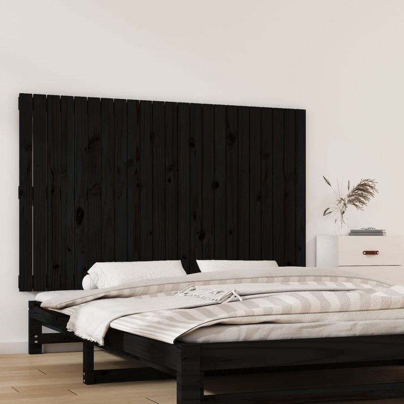 vidaXL fekete tömör fenyőfa fali fejtámla 147 x 3 x 90 cm