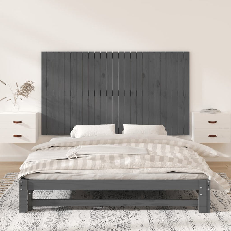 vidaXL szürke tömör fenyőfa fali fejtámla 159,5x3x90 cm