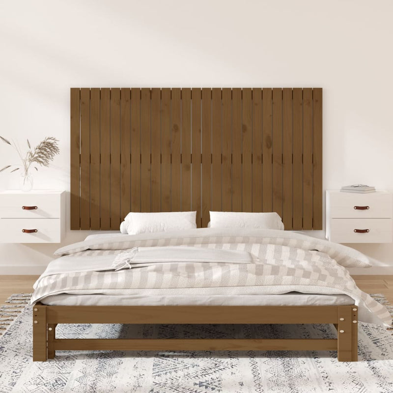 vidaXL mézbarna tömör fenyőfa fali fejtámla 159,5x3x90 cm