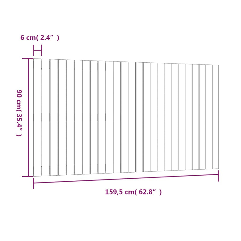 vidaXL mézbarna tömör fenyőfa fali fejtámla 159,5x3x90 cm