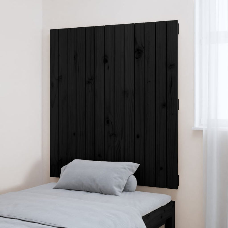 vidaXL fekete tömör fenyőfa fali fejtámla 82,5x3x90 cm