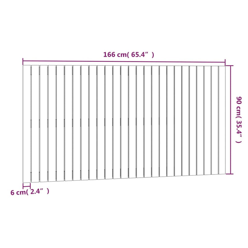 vidaXL mézbarna tömör fenyőfa fali fejtámla 166x3x90 cm