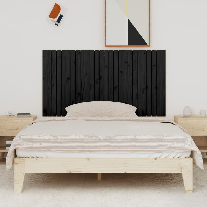 vidaXL fekete tömör fenyőfa fali fejtámla 166x3x90 cm