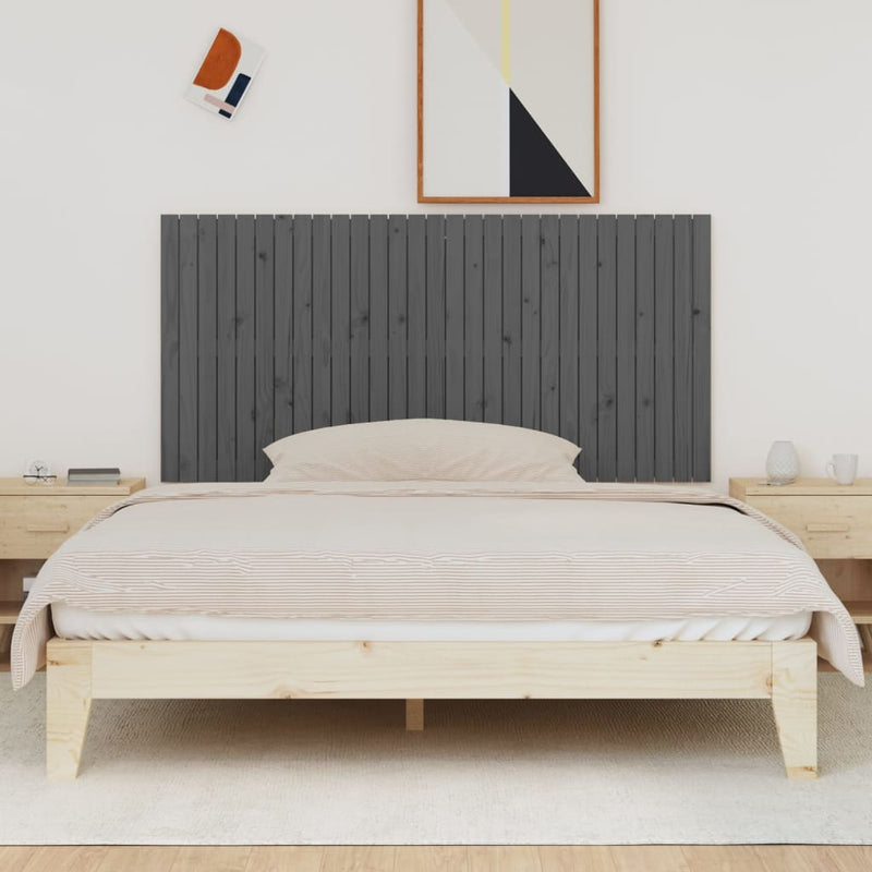 vidaXL szürke tömör fenyőfa fali fejtámla 185x3x90 cm