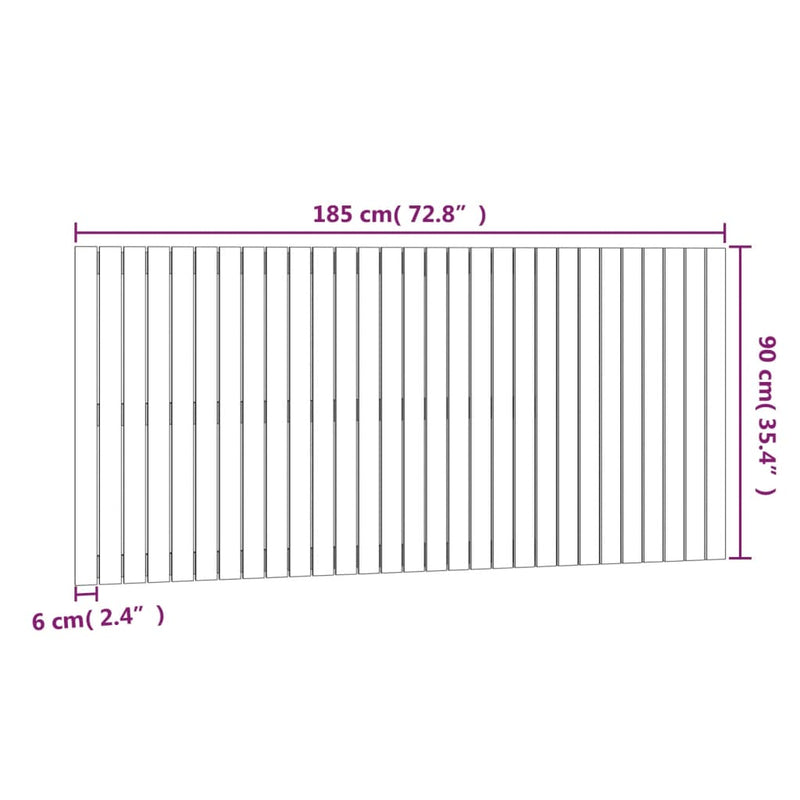 vidaXL mézbarna tömör fenyőfa fali fejtámla 185x3x90 cm