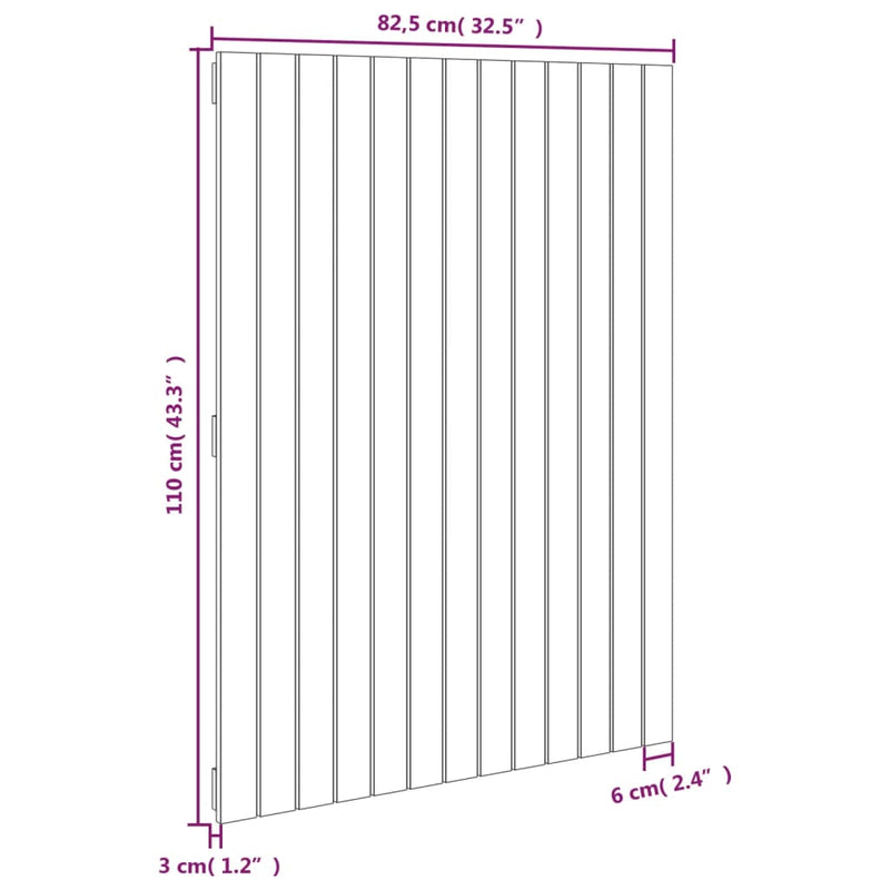 vidaXL fekete tömör fenyőfa fali fejtámla 82,5 x 3 x 110 cm