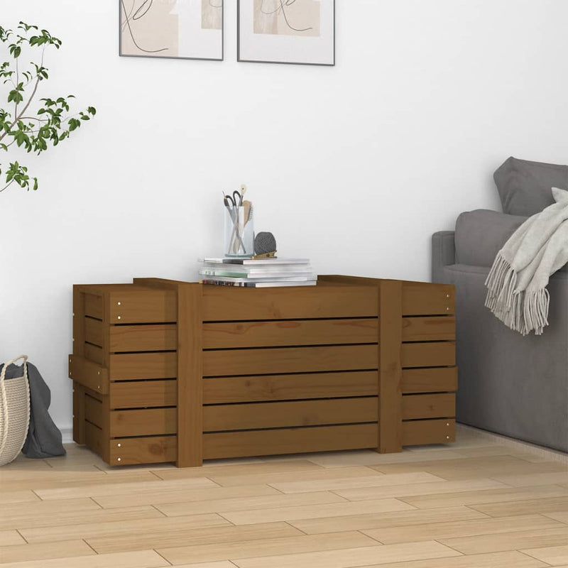 vidaXL mézbarna tömör fenyőfa tárolóláda 91 x 40,5 x 42 cm