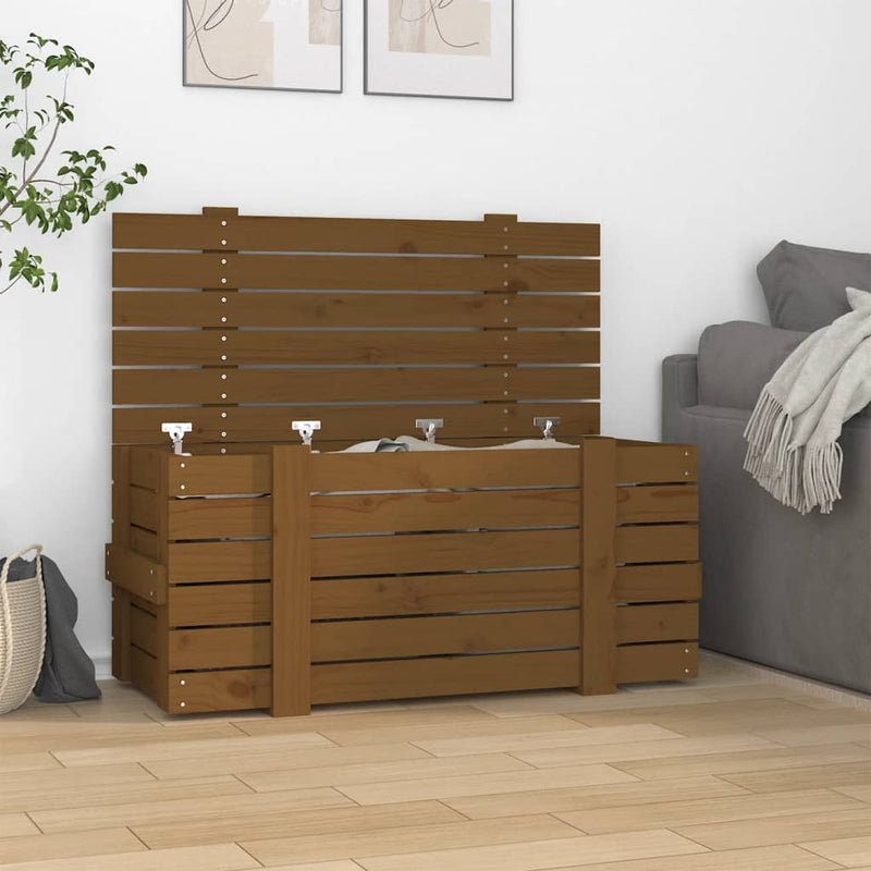 vidaXL mézbarna tömör fenyőfa tárolóláda 91 x 40,5 x 42 cm