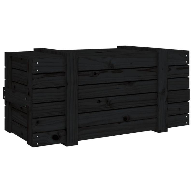 vidaXL fekete tömör fenyőfa tárolóláda 91 x 40,5 x 42 cm