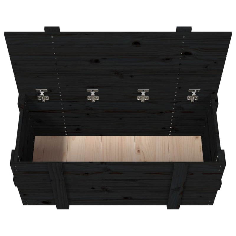 vidaXL fekete tömör fenyőfa tárolóláda 91 x 40,5 x 42 cm