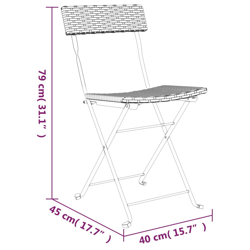 vidaXL 2 db szürke polyrattan összecsukható bisztrószék