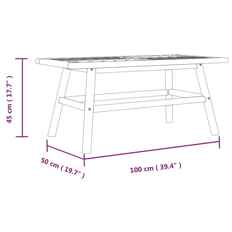 vidaXL tömör akácfa dohányzóasztal 100 x 50 x 45 cm