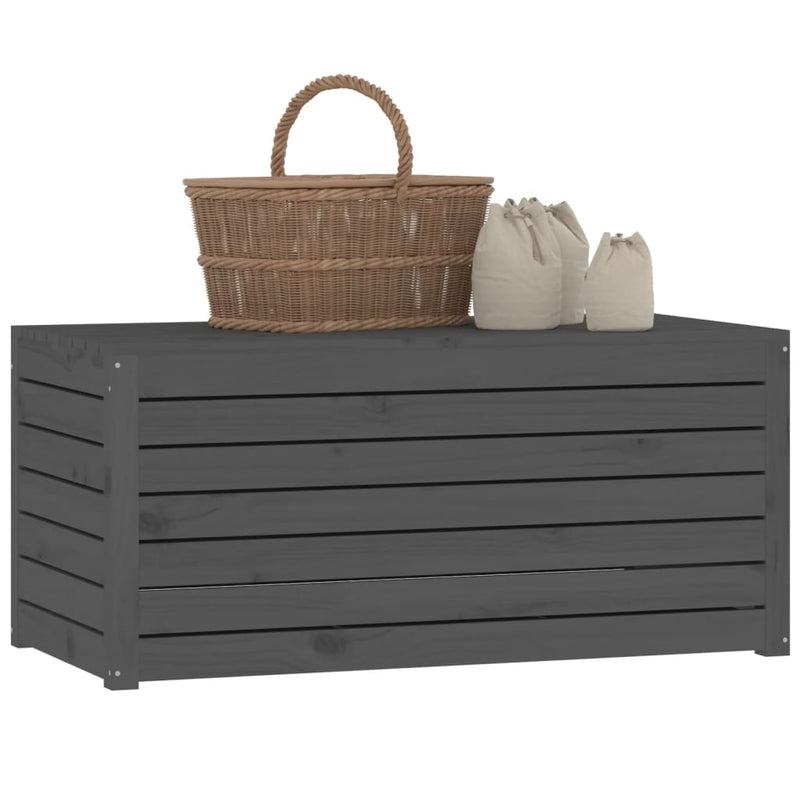 vidaXL szürke tömör fenyőfa kerti láda 101 x 50,5 x 46,5 cm