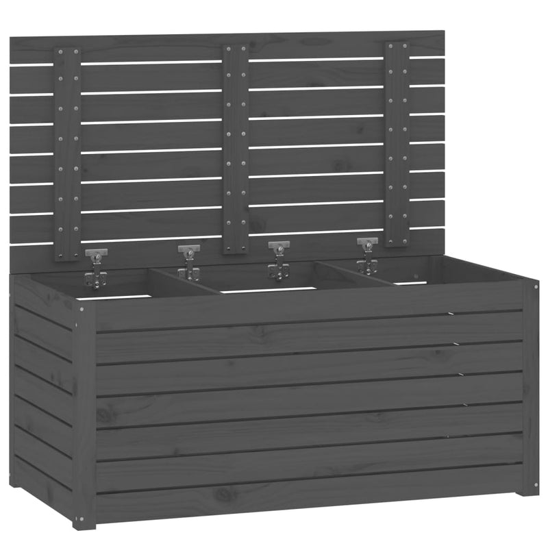 vidaXL szürke tömör fenyőfa kerti láda 101 x 50,5 x 46,5 cm
