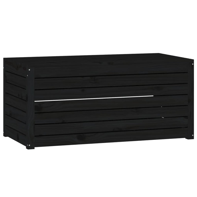 vidaXL fekete tömör fenyőfa kerti láda 101 x 50,5 x 46,5 cm