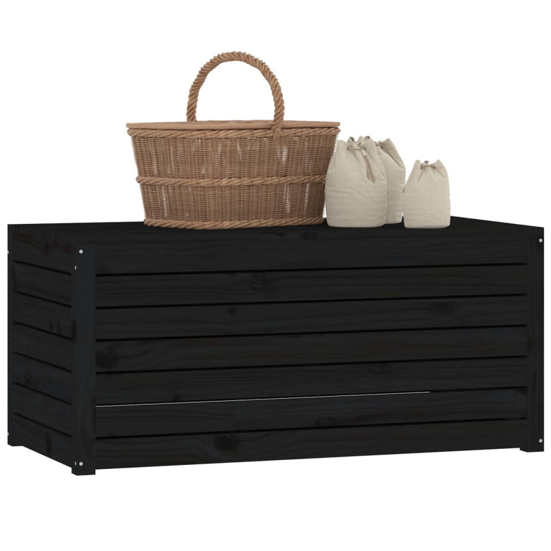 vidaXL fekete tömör fenyőfa kerti láda 101 x 50,5 x 46,5 cm