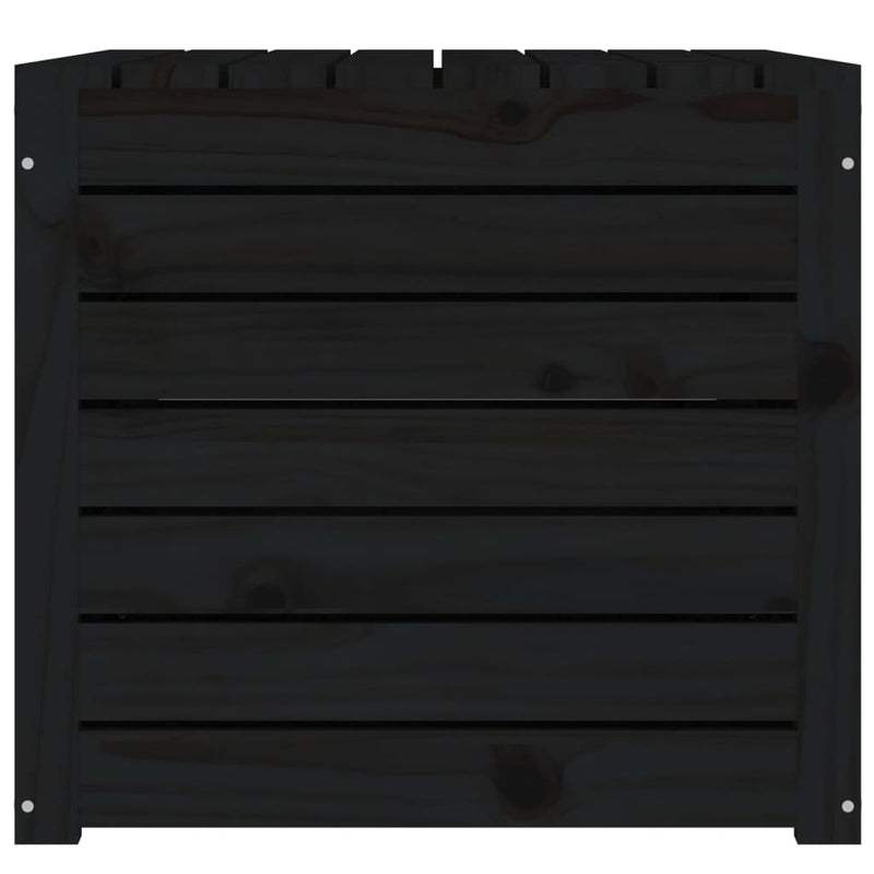 vidaXL fekete tömör fenyőfa kerti láda 101 x 50,5 x 46,5 cm
