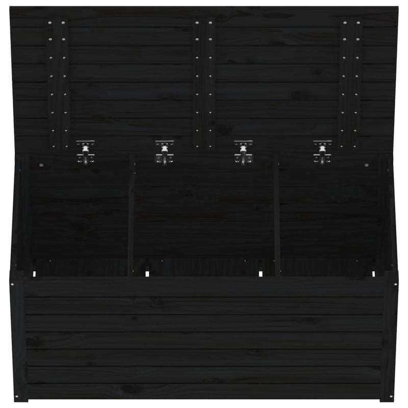 vidaXL fekete tömör fenyőfa kerti láda 101 x 50,5 x 46,5 cm