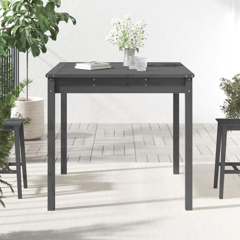 vidaXL szürke tömör fenyőfa kerti asztal 82,5 x 82,5 x 76 cm