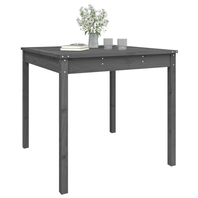 vidaXL szürke tömör fenyőfa kerti asztal 82,5 x 82,5 x 76 cm