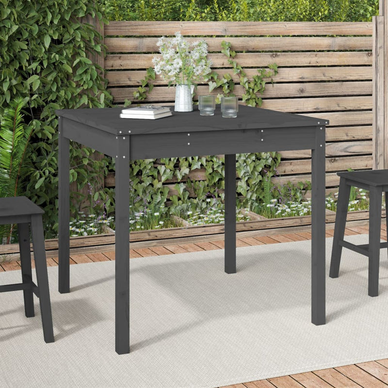 vidaXL szürke tömör fenyőfa kerti asztal 82,5 x 82,5 x 76 cm
