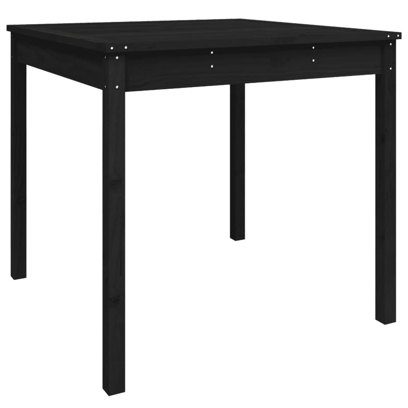 vidaXL fekete tömör fenyőfa kerti asztal 82,5 x 82,5 x 76 cm