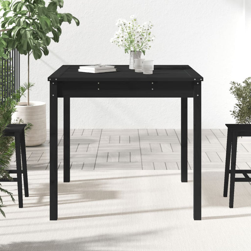 vidaXL fekete tömör fenyőfa kerti asztal 82,5 x 82,5 x 76 cm