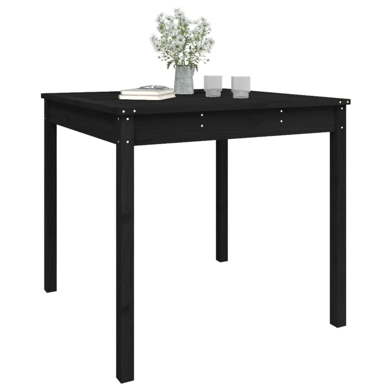 vidaXL fekete tömör fenyőfa kerti asztal 82,5 x 82,5 x 76 cm