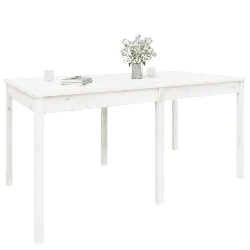 vidaXL fehér tömör fenyőfa kerti asztal 159,5 x 82,5 x 76 cm