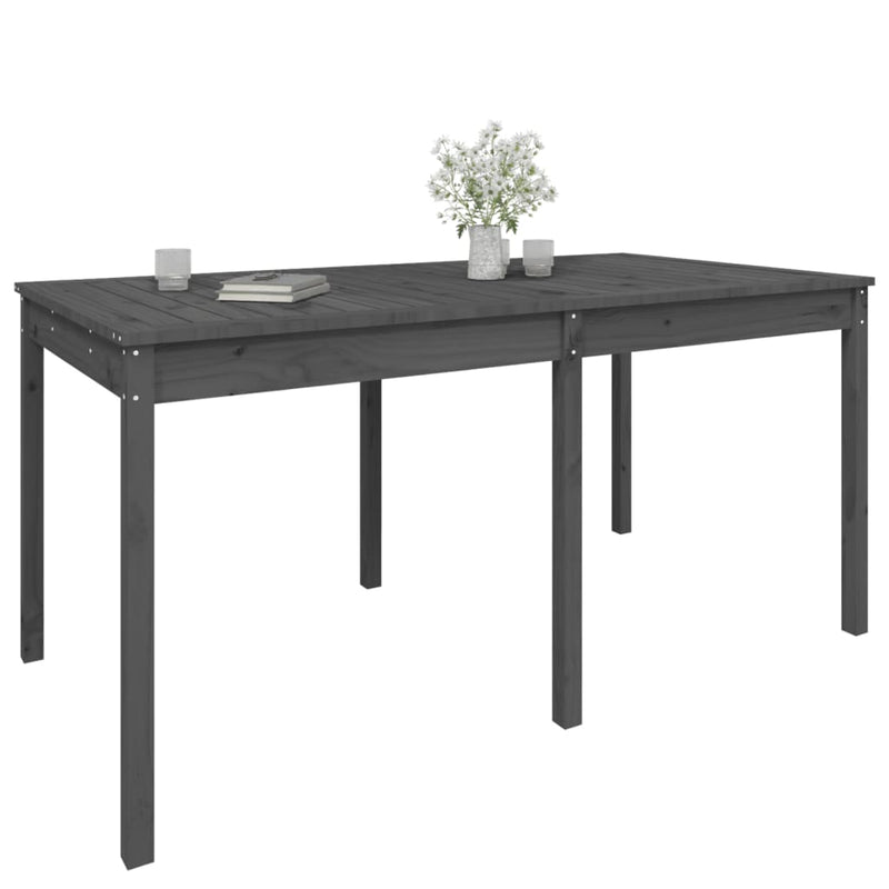 vidaXL szürke tömör fenyőfa kerti asztal 159,5 x 82,5 x 76 cm