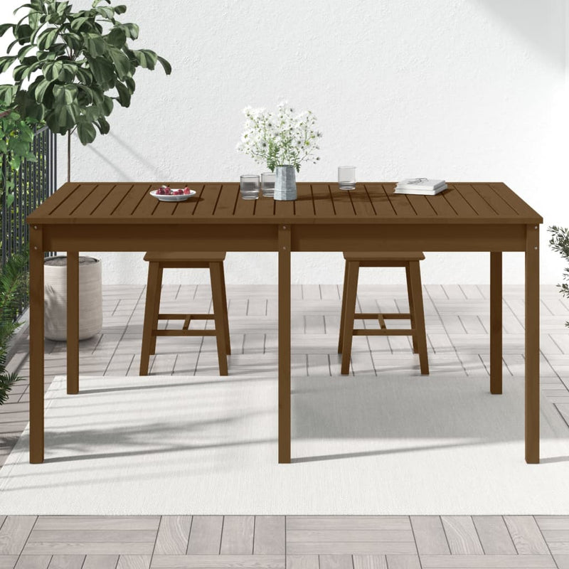 vidaXL mézbarna tömör fenyőfa kerti asztal 159,5 x 82,5 x 76 cm