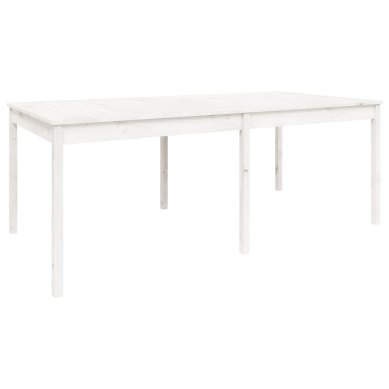 vidaXL fehér tömör fenyőfa kerti asztal 203,5 x 100 x 76 cm