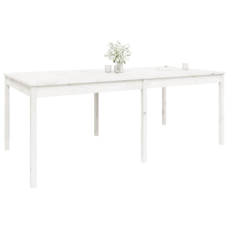 vidaXL fehér tömör fenyőfa kerti asztal 203,5 x 100 x 76 cm