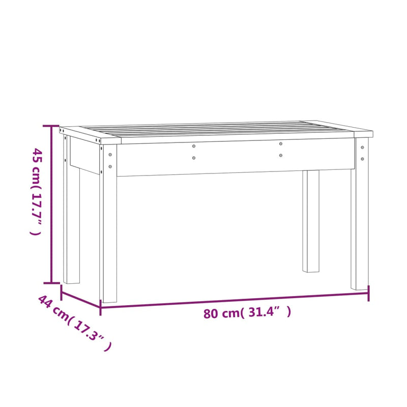 vidaXL fekete tömör fenyőfa kerti pad 80x44x45 cm