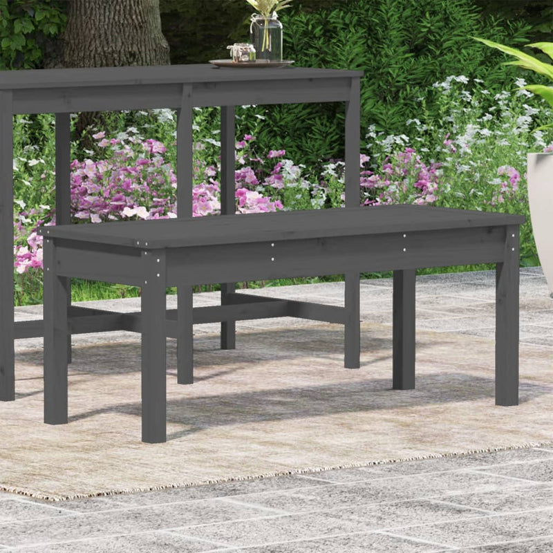 vidaXL szürke tömör fenyőfa kerti pad 109x44x45 cm