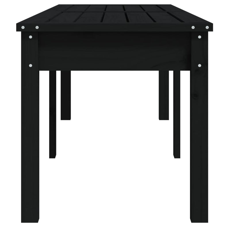 vidaXL 2 személyes fekete tömör fenyőfa kerti pad 159,5x44x45 cm