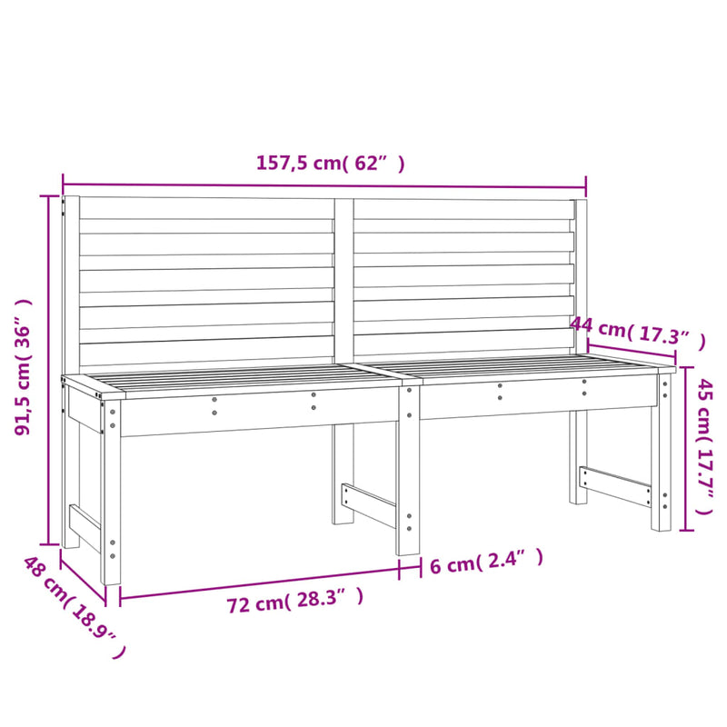 vidaXL tömör duglászfenyő kerti pad 157,5 cm