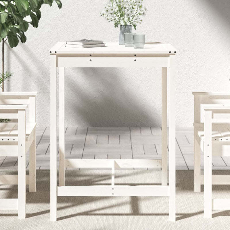 vidaXL fehér tömör fenyőfa kerti asztal 82,5x82,5x110 cm