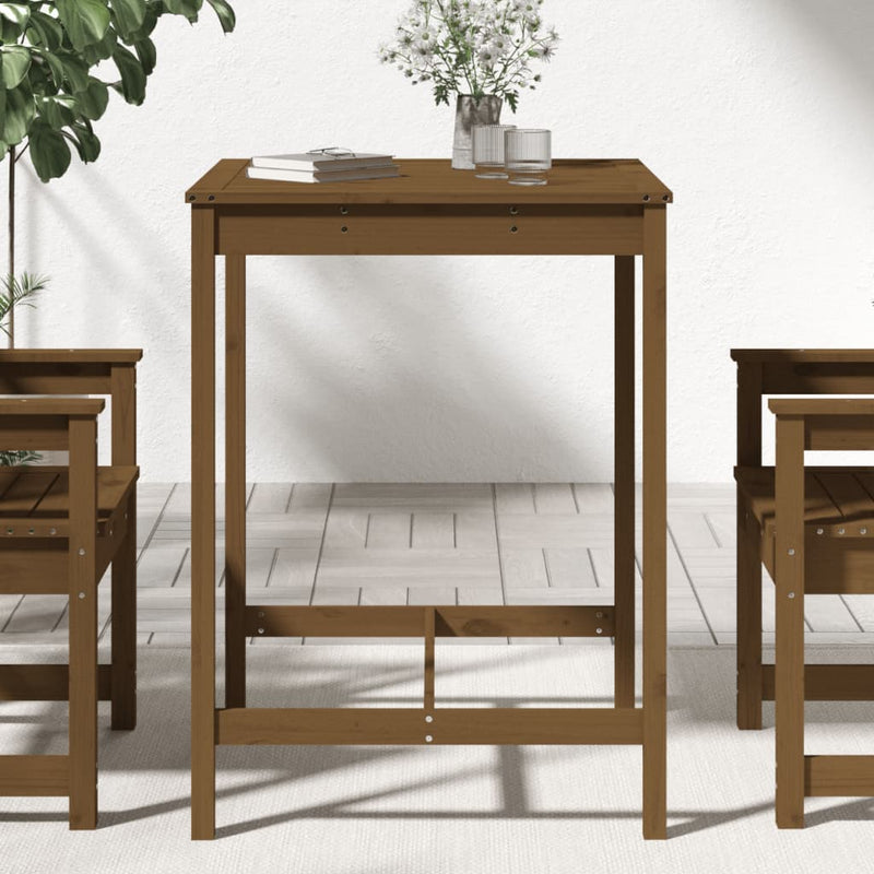 vidaXL mézbarna tömör fenyőfa kerti asztal 82,5 x 82,5 x 110 cm