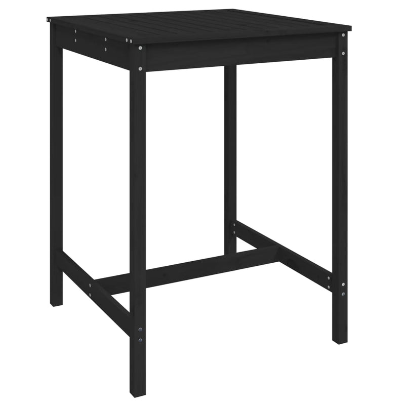 vidaXL fekete tömör fenyőfa kerti asztal 82,5x82,5x110 cm