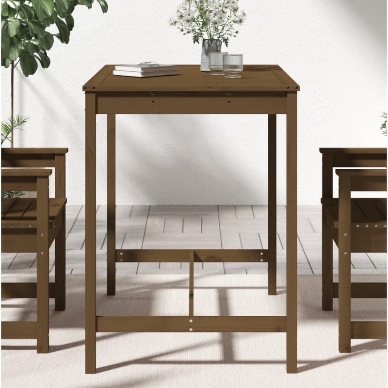 vidaXL mézbarna tömör fenyőfa kerti asztal 121x82,5x110 cm