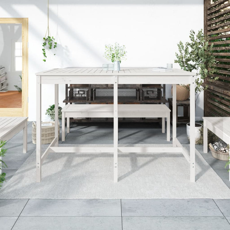 vidaXL fehér tömör fenyőfa kerti asztal 159,5 x 82,5 x 110 cm