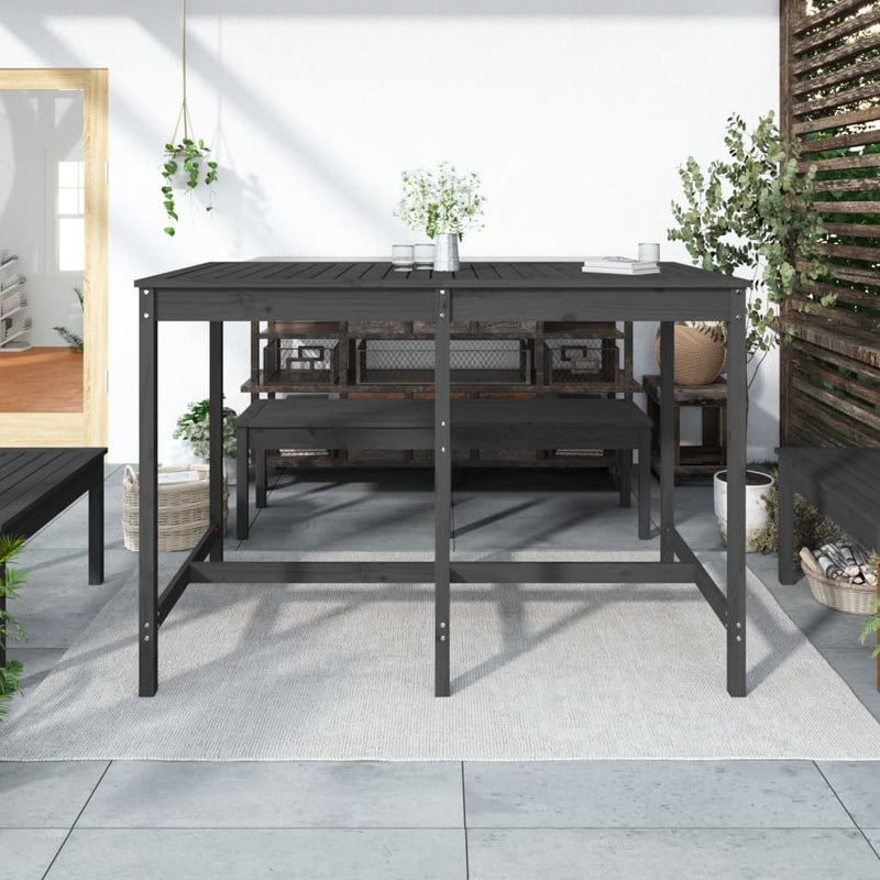 vidaXL szürke tömör fenyőfa kerti asztal 159,5x82,5x110 cm