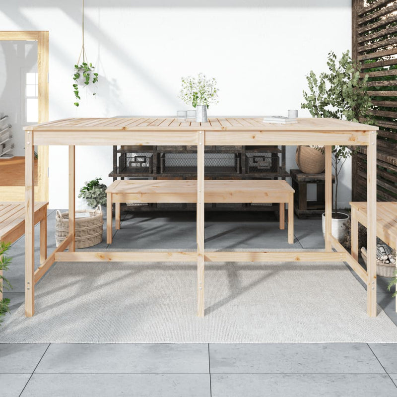 vidaXL tömör fenyőfa kerti asztal 203,5x90x110 cm