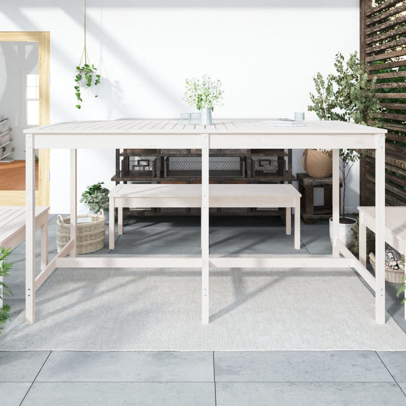 vidaXL fehér tömör fenyőfa kerti asztal 203,5x90x110 cm