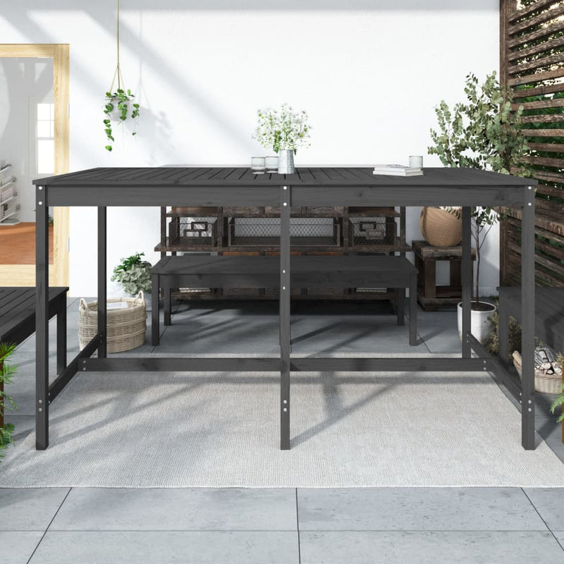 vidaXL szürke tömör fenyőfa kerti asztal 203,5x90x110 cm