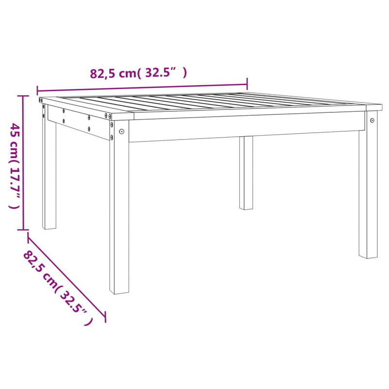 vidaXL mézbarna tömör fenyőfa kerti asztal 82,5x82,5x45 cm
