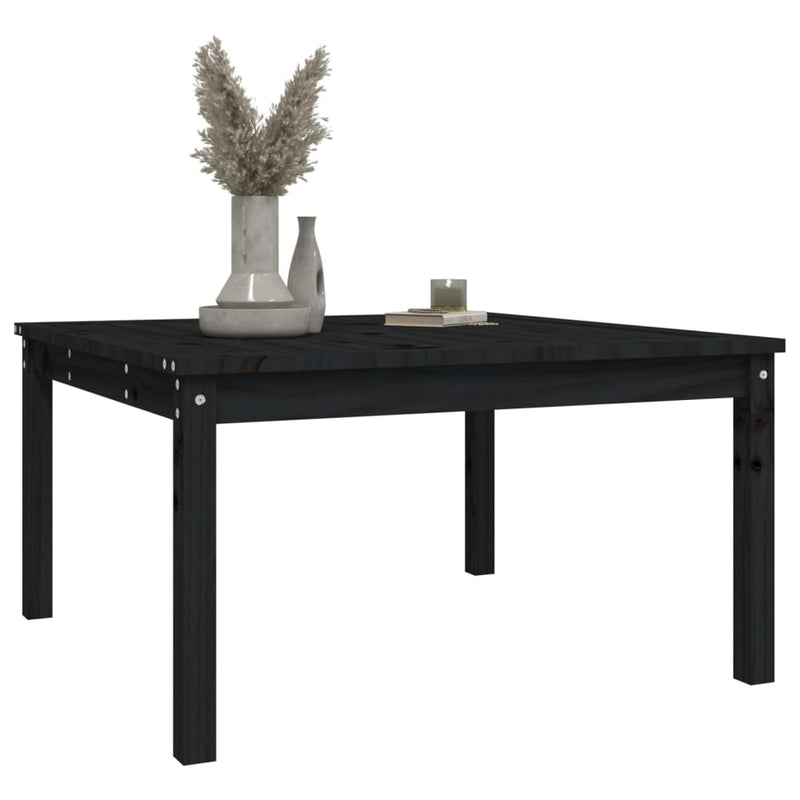 vidaXL fekete tömör fenyőfa kerti asztal 82,5 x 82,5 x 45 cm